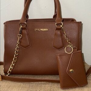Steve Madden Tan Satchel with Gold Chain